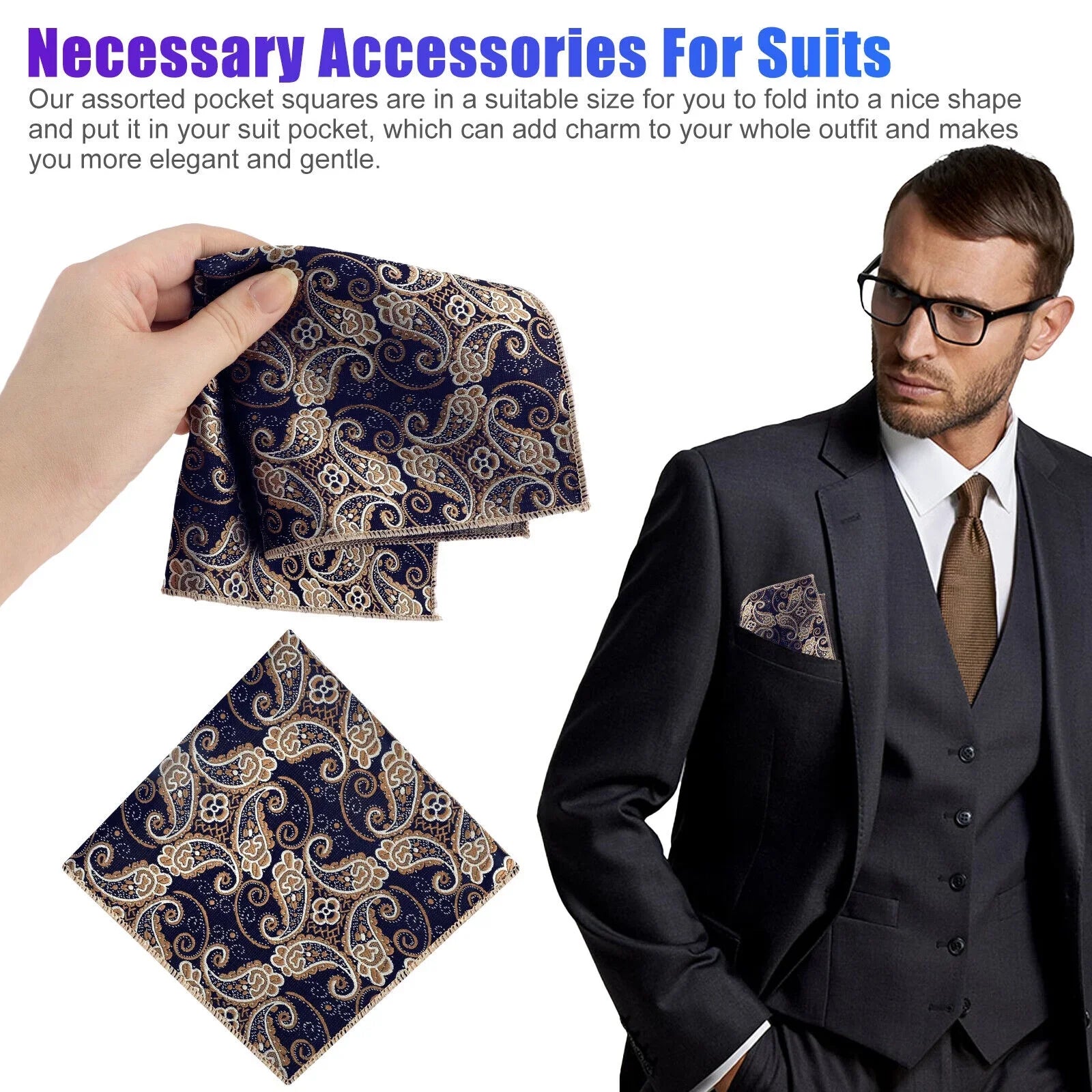 Wedding Dot Hanky Floral Silk Fashion Party Pocket Handkerchief Square Men 8PCS