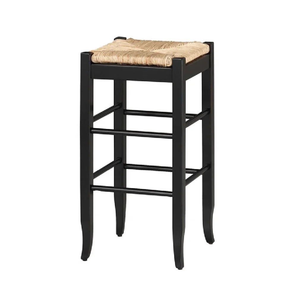 Woven Black- with and Frame Beige Rush Legs, Barstool Sherpi Wooden Saber Saltoro