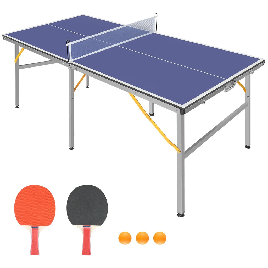 and with Tennis Ping Table exterior Pong Game Table Paddles Net, Balls, Table Indoor Foldable Pong Folding Midsize Set, 6ft 2 100% Table Set Pre-Assembled Ping for