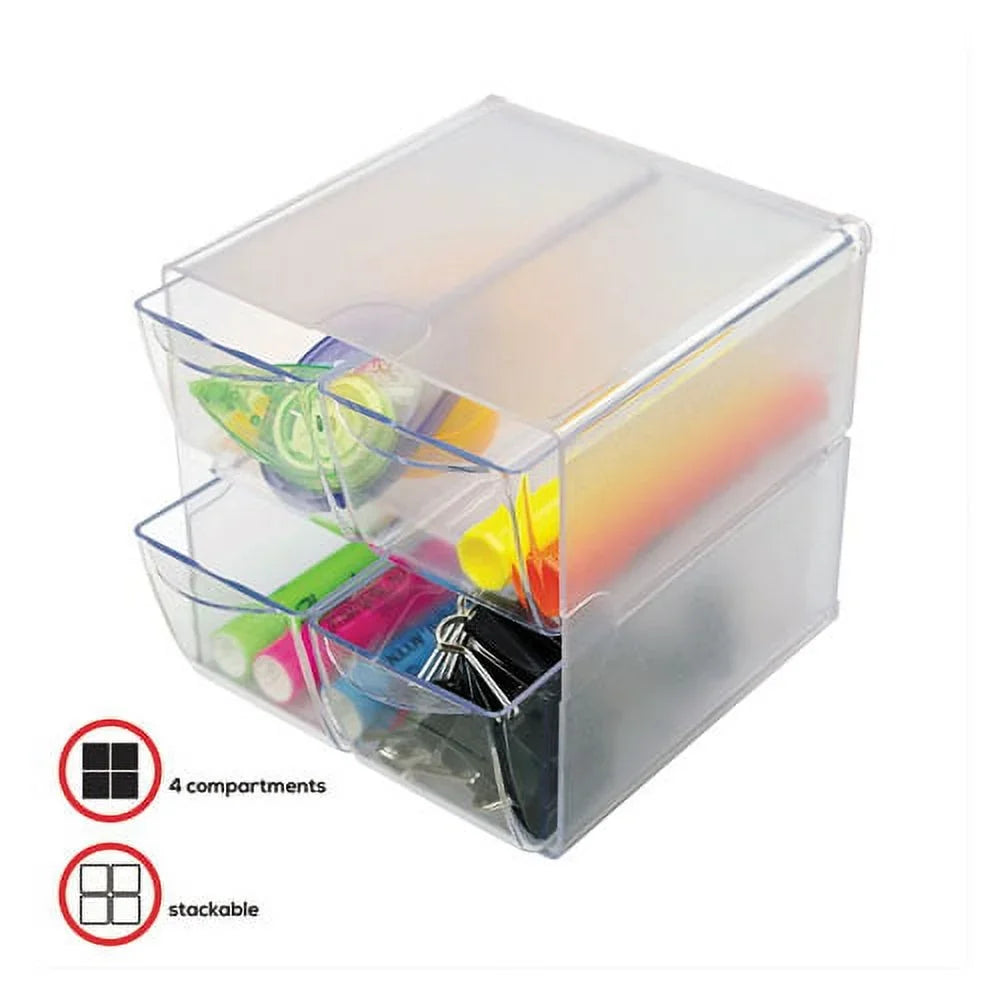4 Organizer, Cube x 6, x 4 Plastic, Each deflecto | Order 6 Compartments, 1 7.2 Clear Drawers, Stackable of