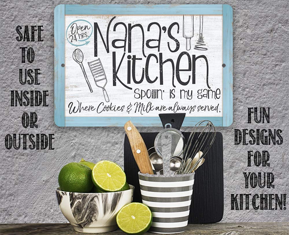 Housewarming (12" Metal Under Kitchen Great - Nana's Metal Use - Sign 18") Makes - Indoor/exterior - and Durable $25 Sign x Gift Kitchen a Decor