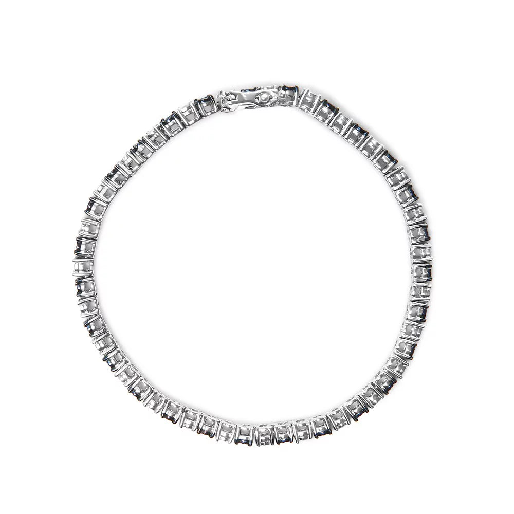 Cttw Round and 1.0 dimension I3 I-J with - of Blue Treated Inches Womens Silver Sterling Brilliance Bracelet Box Color, cut Clasp and Alternating Clarity) Diamond 7" Tennis (Blue Haus White .925 Diamond