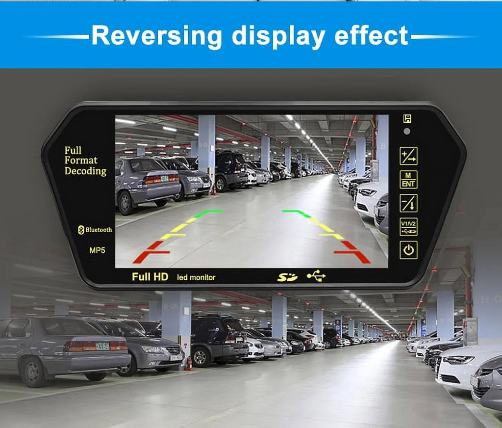 Vision TFT MP5 Monitor Transimitter Night 12-24V Inch Parking 800*480 Rear View Camera Car Mirror USB/SD/FM System 7 Display LCD