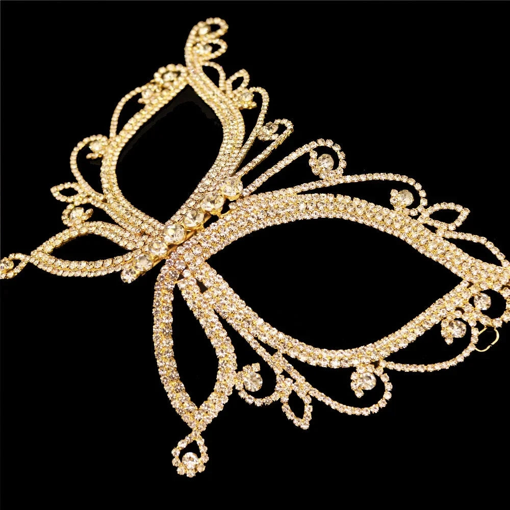 Face Masquerade Crystal Mask Halloween Butterfly Women Rhinestone Accessories for