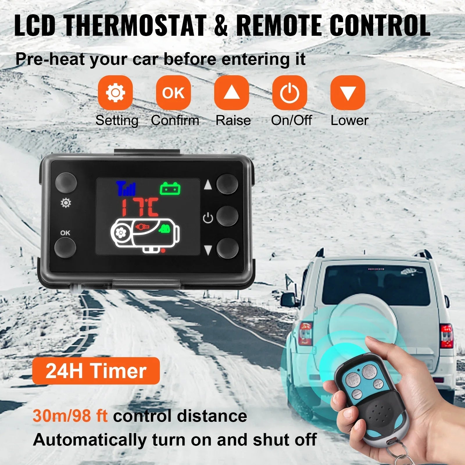 Heater 5KW Boats Remote Tank Parking LCD Diesel Diesel 10L 12V Motorhomes Bus Air Thermostat Control SKYSHALO for with Muffler and RV Heater Trailer Heater Diesel and