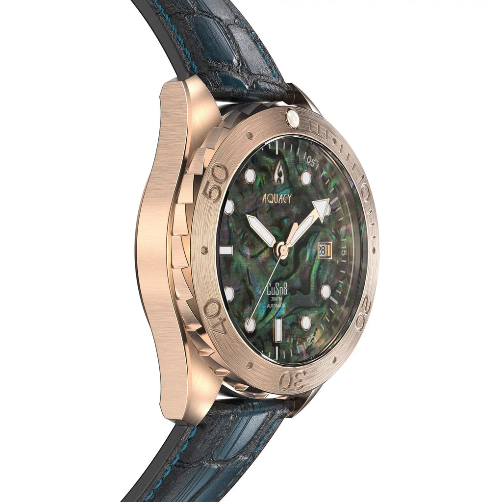 Power Diver BR.AB.8215.L 40 Wrist Automatic Bronze - Approx Reserve Abalone Back CuSn8 liquid Swimming - Down Screw 200M Men - Aquacy Resistance Hours 316L Watches Dive Stainless For Case Watch