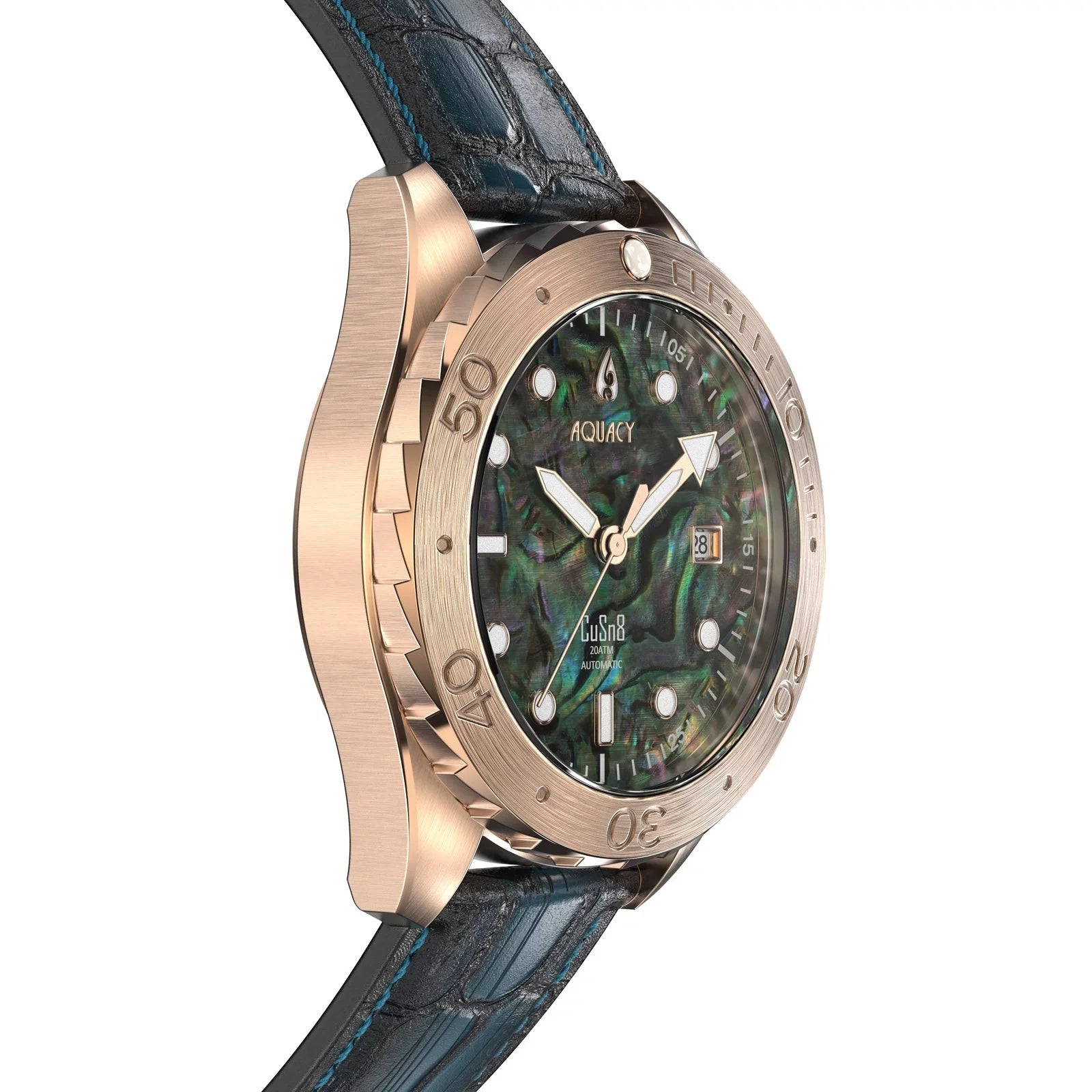 Power Diver BR.AB.8215.L 40 Wrist Automatic Bronze - Approx Reserve Abalone Back CuSn8 liquid Swimming - Down Screw 200M Men - Aquacy Resistance Hours 316L Watches Dive Stainless For Case Watch