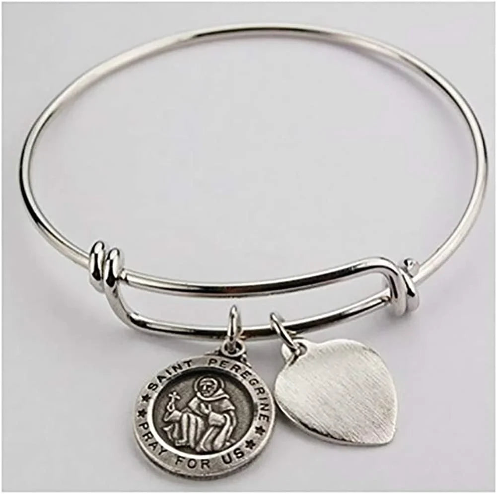 Peregrine Diameter Bracelet 3/4" Cancer Medal Adult Saint Pewter 2 Patron St