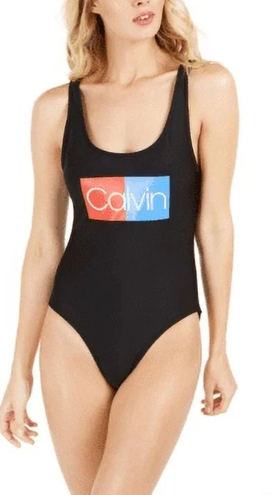 Swimsuit, U-Back BLACK Large Calvin One-Piece US Logo Deep Klein
