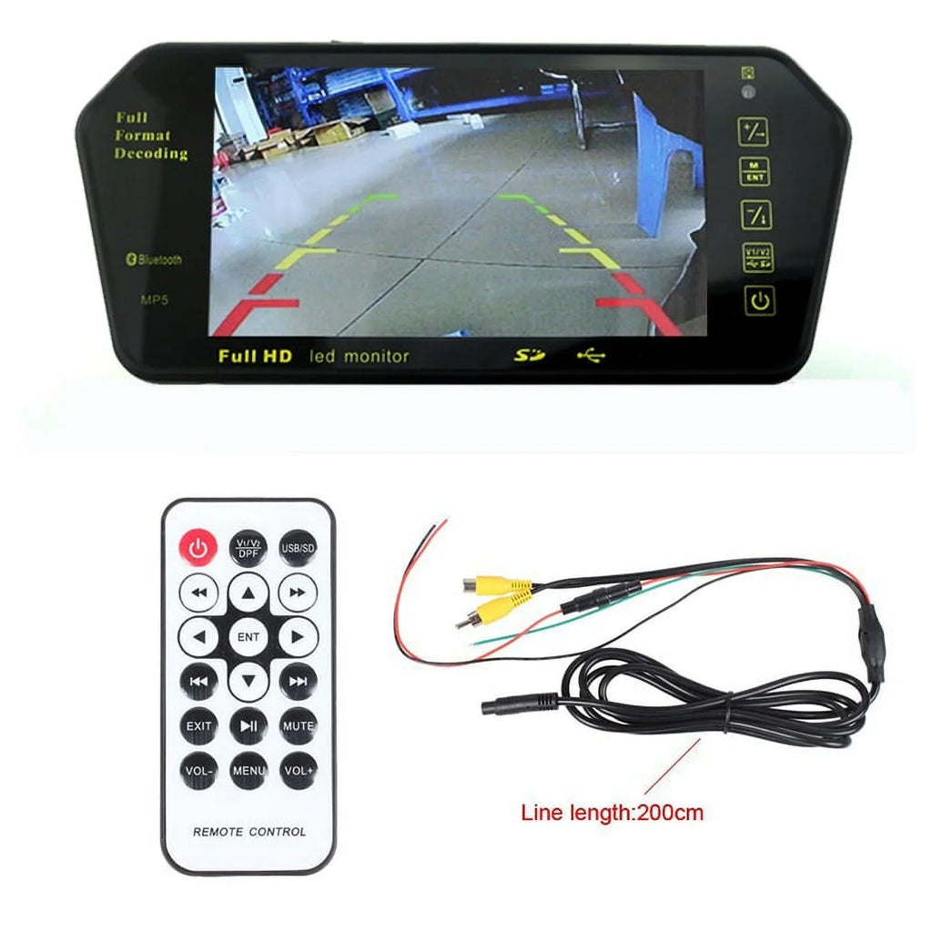 Vision TFT MP5 Monitor Transimitter Night 12-24V Inch Parking 800*480 Rear View Camera Car Mirror USB/SD/FM System 7 Display LCD