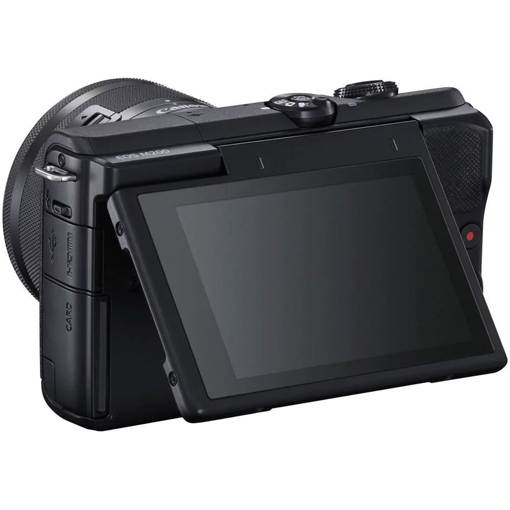 Canon Includes: Mirrorless More & 15-45mm IS Much Memory Ultimaxx Flash EOS Deluxe Card, Digital Camera w/ 64GB - Ultra with M200 f/3.5-6.3 STM Bundle Lens Bracket