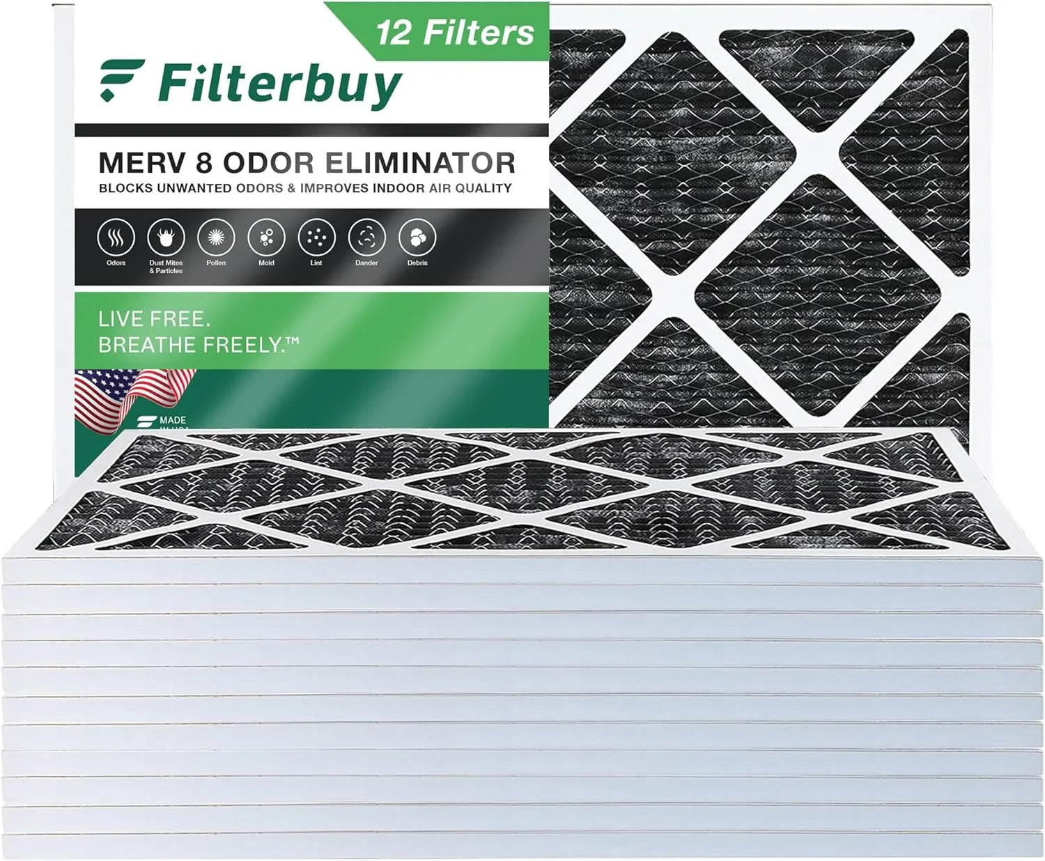 with Eliminator Air 8 (12-Pack) HVAC Furnace Filterbuy MERV 16x24x1 Pleated Odor Filters Carbon Activated AC