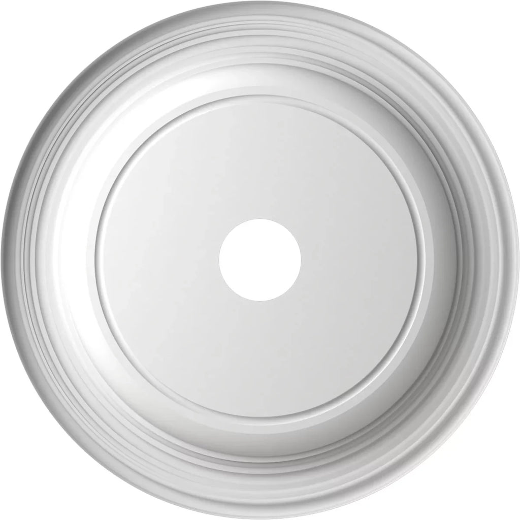 PVC Ceiling Traditional 1/2"ID to Thermoformed 1 Medallion x Rush Metallic 13 3 Gold 1/2"P Millwork (Fits Ekena 1/2"), Canopies 22"OD x up