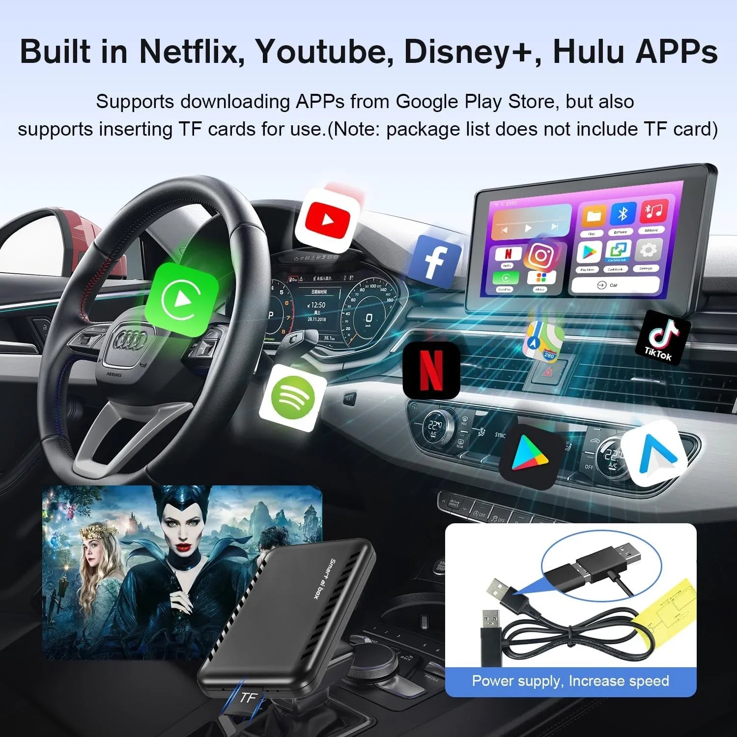 & CarPlay Wireless The [2024 Android Auto for Newest] Pro to Adapter Drivebox Autoflix,4 Car Car Your Netflix/Youtube/Screen Magic Adapter Wireless Box Link with in CarPlay Stream 1 Mirroring,