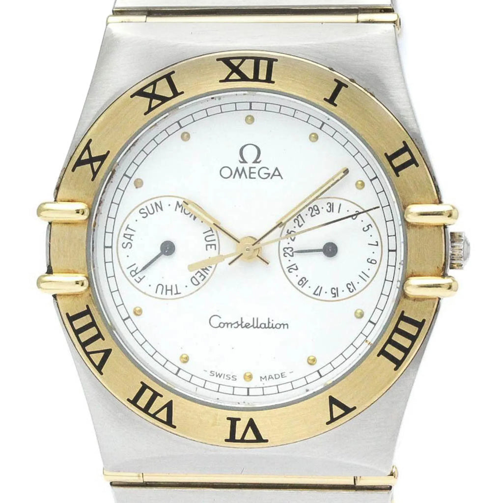 Polished Pre-Owned 18K BF566004 Watch Constellation Gold OMEGA Day Date 396.1070 Steel (Good)