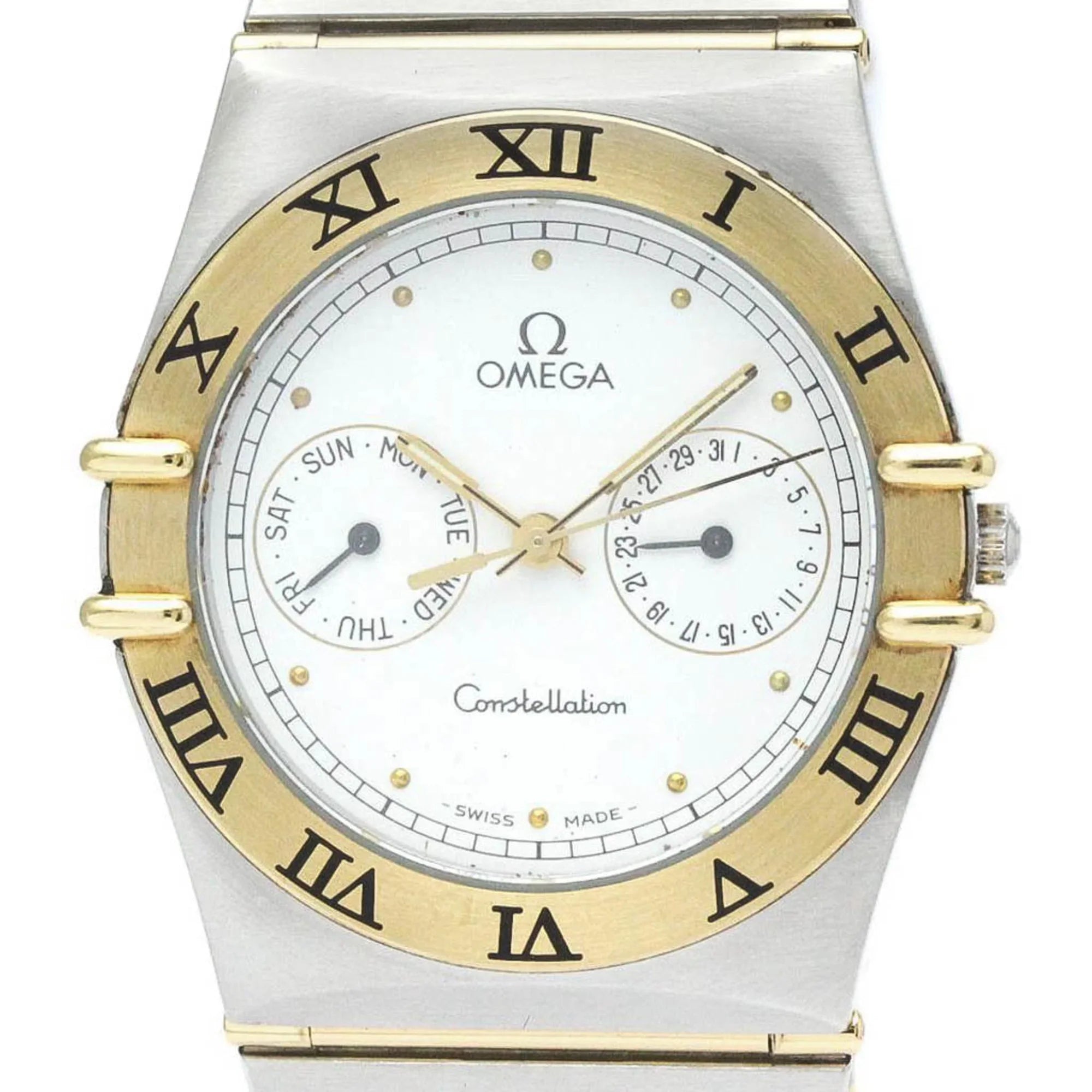 Polished Pre-Owned 18K BF566004 Watch Constellation Gold OMEGA Day Date 396.1070 Steel (Good)