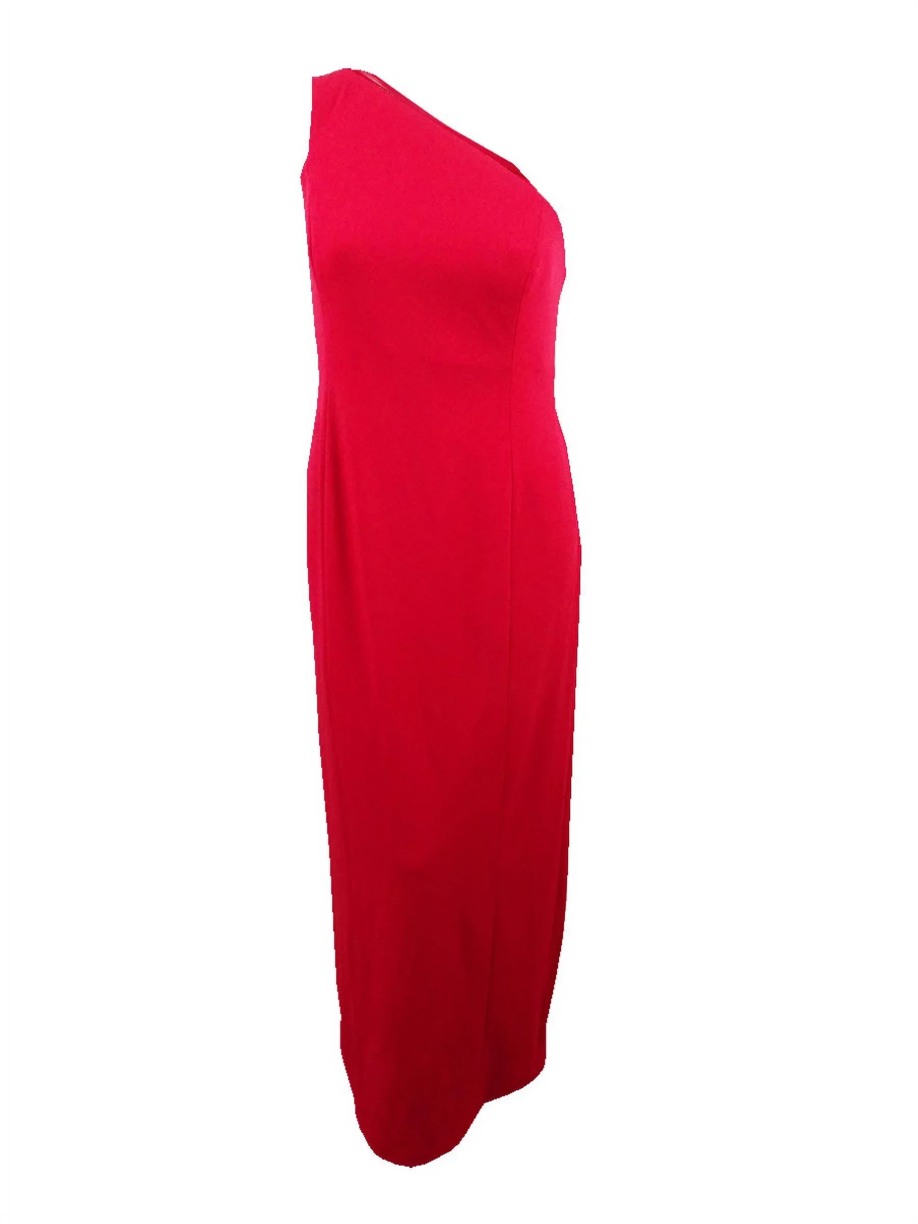 One-Shoulder Slit Gown Calvin Klein Red) Women's (14,