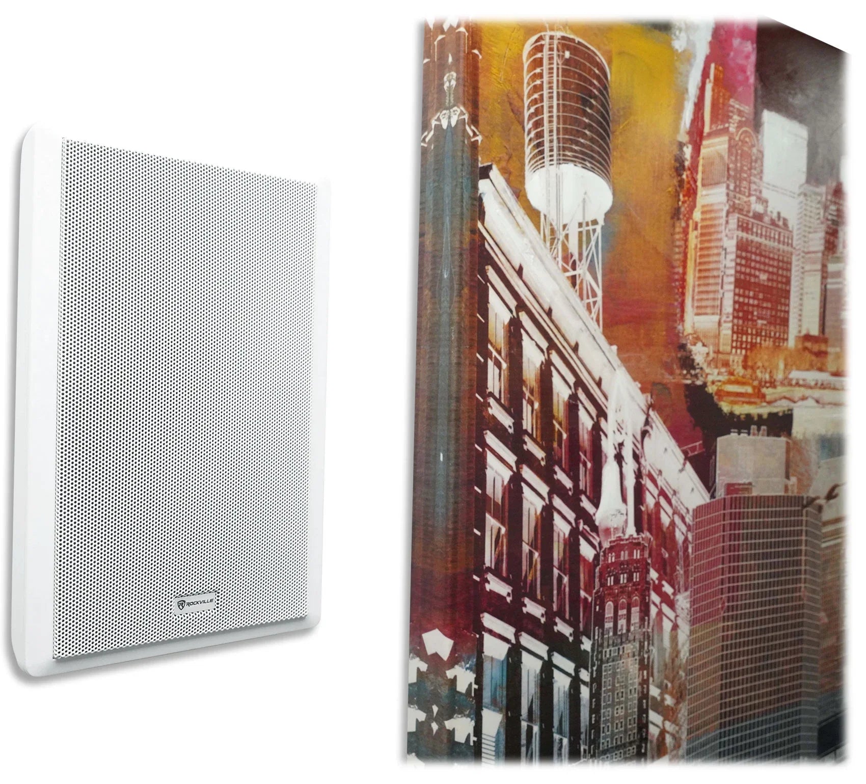 Pendant+8 Slim JBL Restaurant/Bar/Cafe Wall Speakers 4 6-Zone Amplifier+4 White