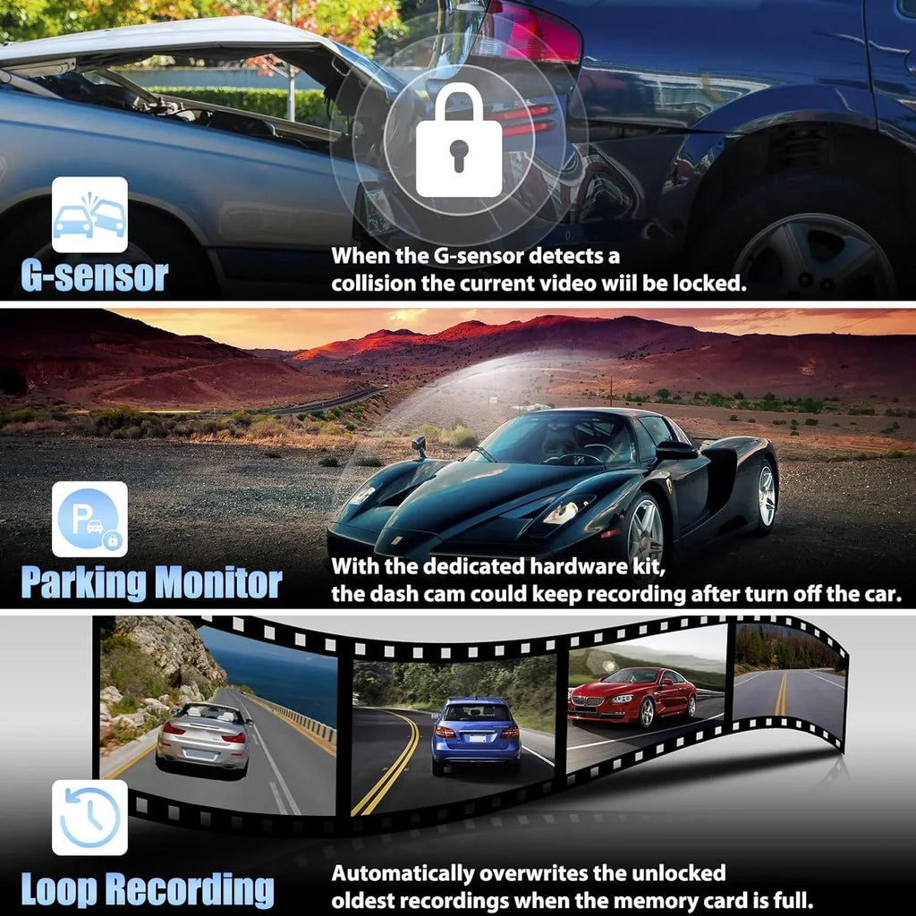 and 1080P Night Mirror Cam Mirror View View Rear Cars,4.5" Dual Rear for Vision,Parking Dash Cameras,Super Front