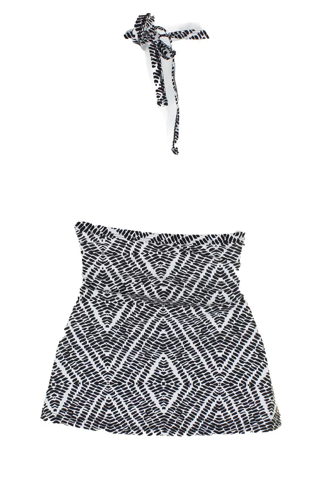 Bay Tankini 12 Island Escape Diamond White Top High-Neck Black Macrame