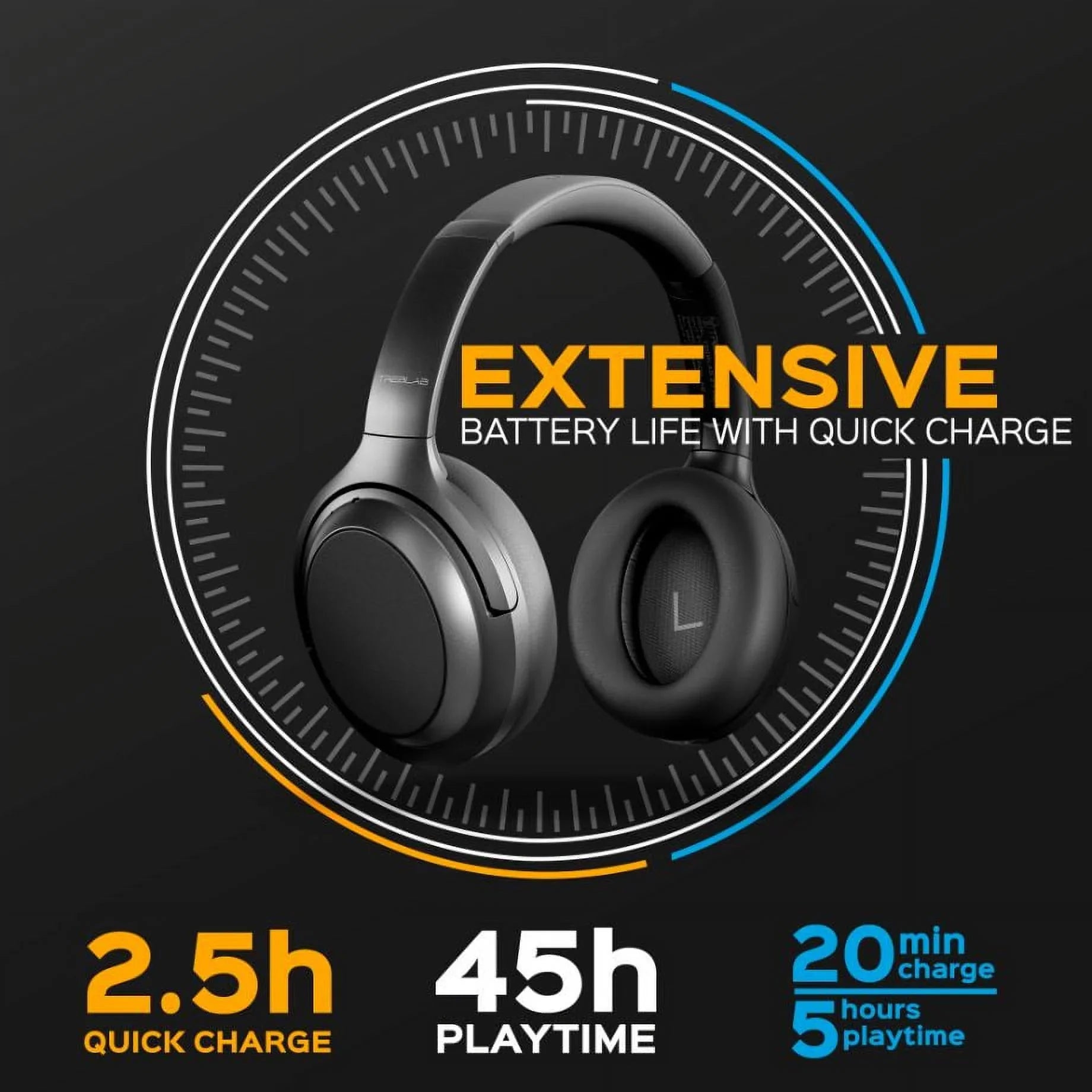 Sound, PRO Z7 Active Noise Wireless Charging, - Hybryd Stereo Over Control Headphones (Grey) USB-C & TREBLAB Canceling Bluetooth w/aptX, Touch Mic Fast 45H Ear Headphones ANC with - Playtime