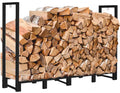 Wood Fireplace Koutemie Adjustable Storage, for Stand, 8Ft Holder Log Black Stacker Firewood exterior Fire Rack