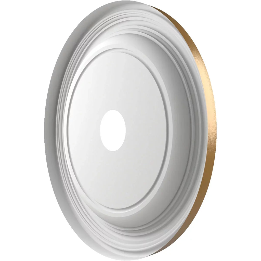 PVC Ceiling Traditional 1/2"ID to Thermoformed 1 Medallion x Rush Metallic 13 3 Gold 1/2"P Millwork (Fits Ekena 1/2"), Canopies 22"OD x up