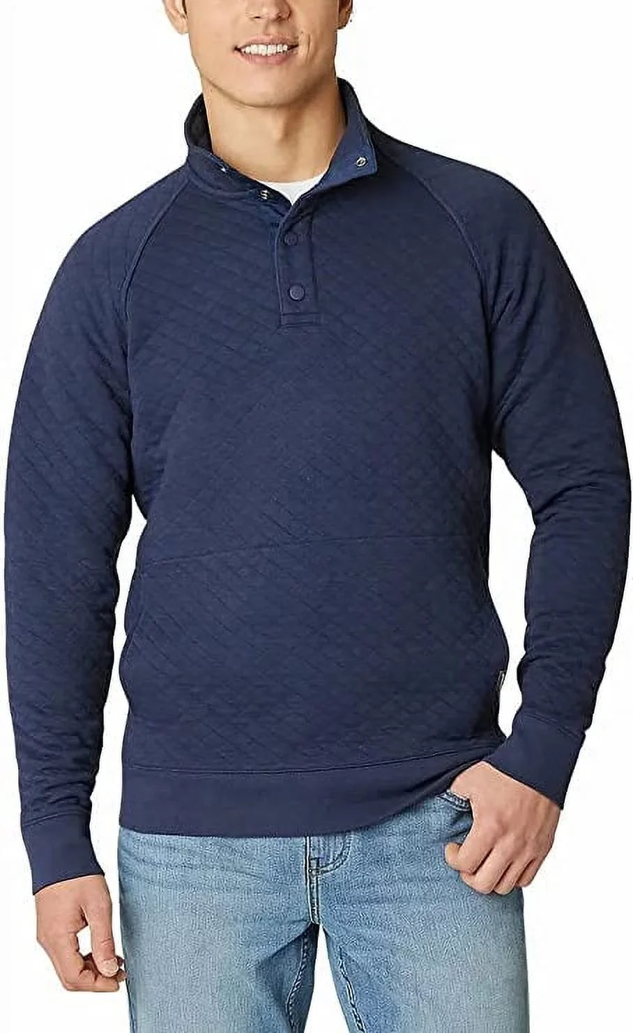 (Blue, Mock Snap Eddie Mens Medium) Quarter Midweight Quilted Bauer Pullover