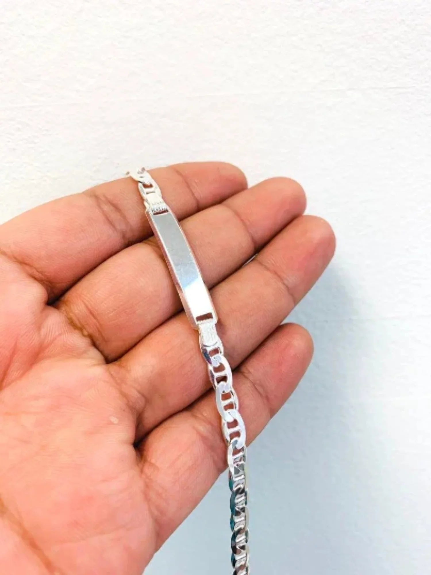 Link Bracelet / / 925 in Bracelet Pulsera Sterling Mariner Mens for para for Mariner Bracelet 9.7g Silver 8" ID Mens Silver Silver ID / 5.4mm hombre
