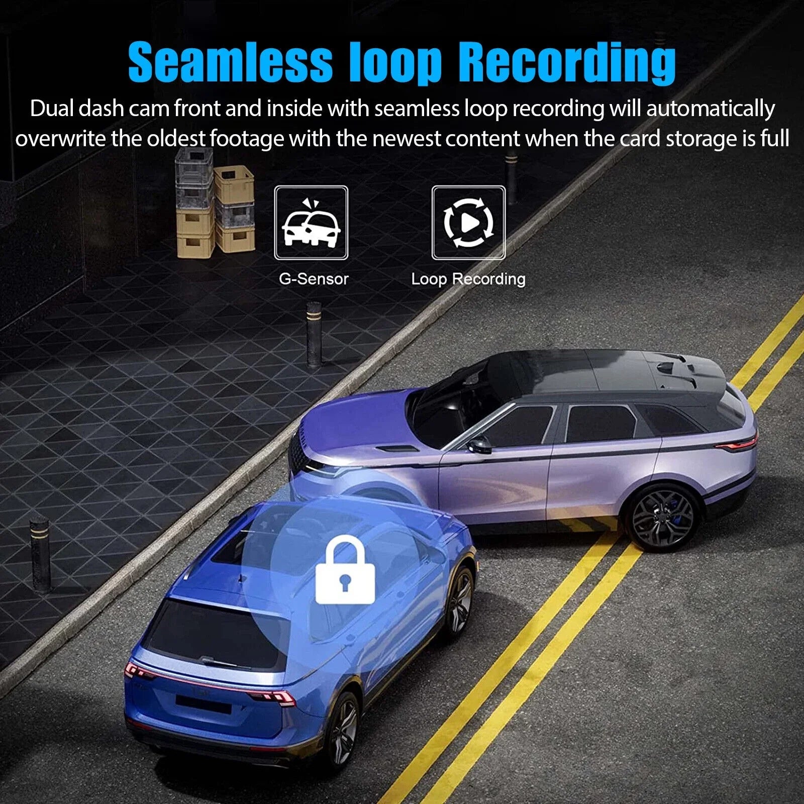 Video G-Sensor Inside DVR Dash Camera Car Cam Recorder 3 Front Lens 1080P Rear