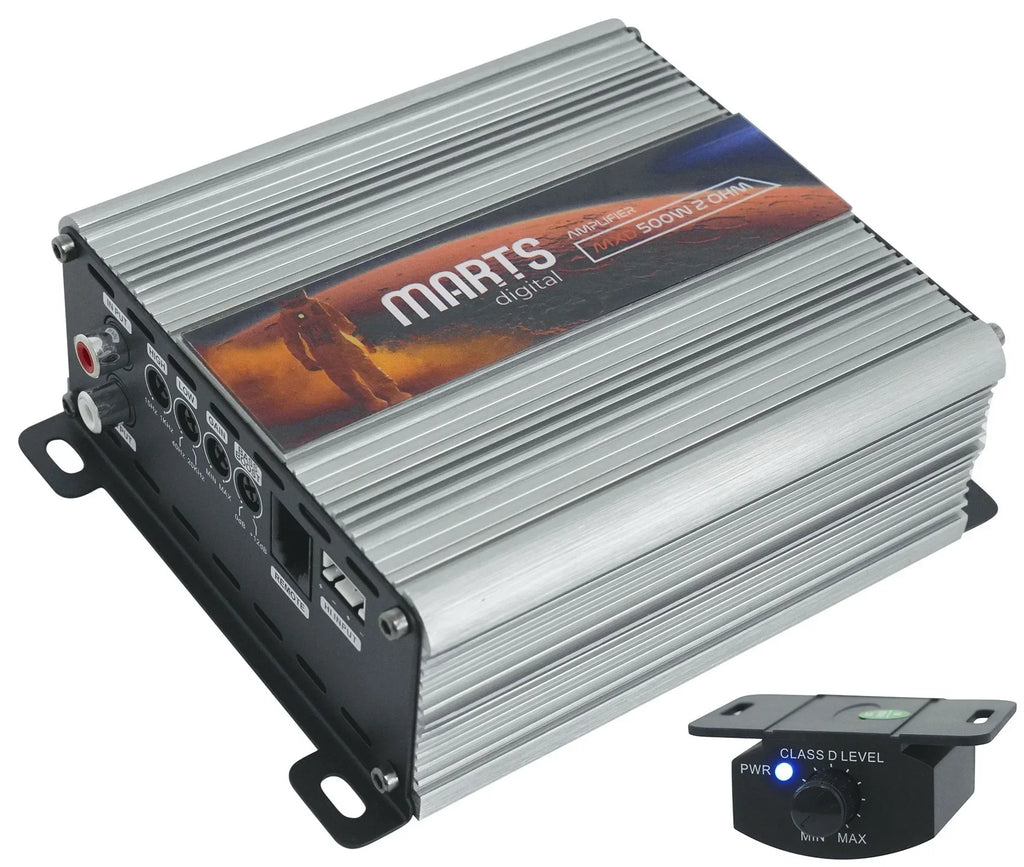Kit 500w Digital Amplifier+Bass OHM MXD 500 2 Car Mono Marts Remote+Amp RMS