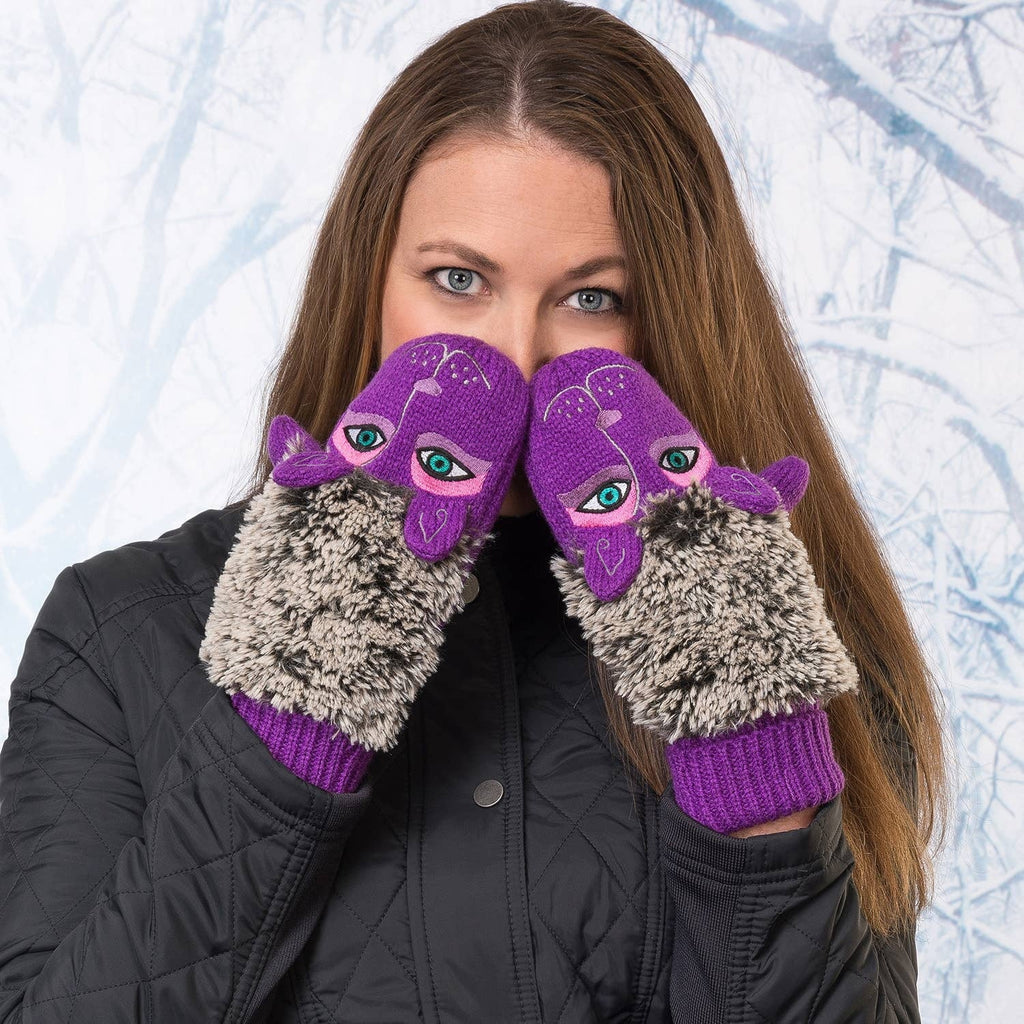Dog Burch Laurel Purple Mittens Fuzzy
