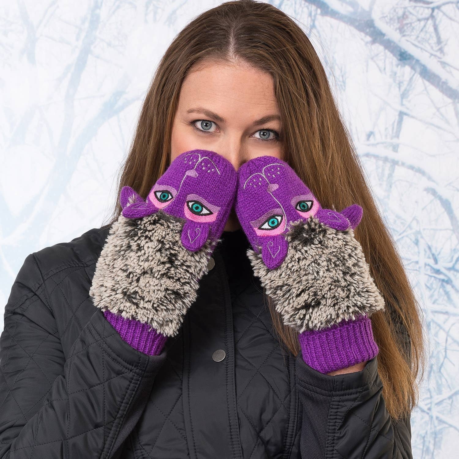 Dog Burch Laurel Purple Mittens Fuzzy
