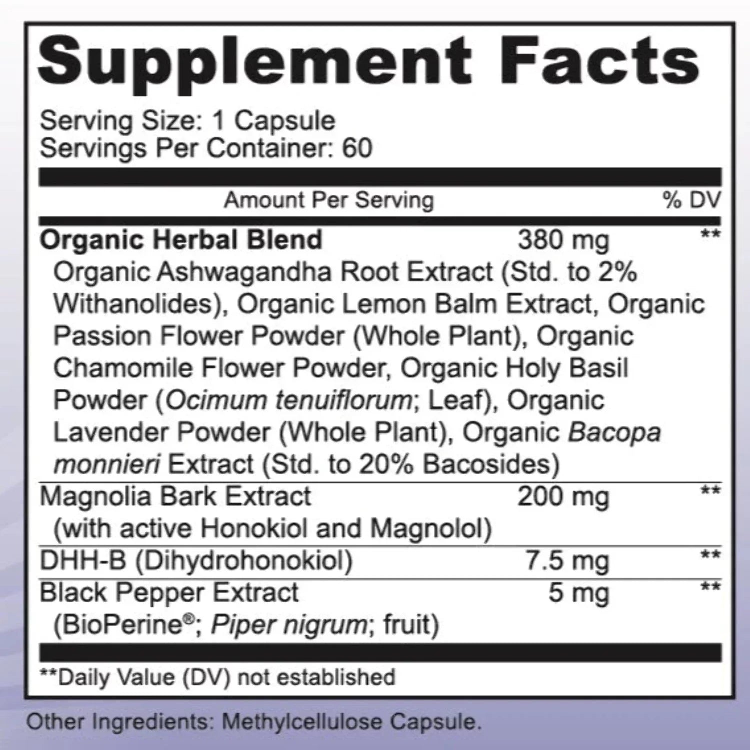 Caps 60 DHH-B Anxiety, Mood Dihydrohonokiol-B, Supplement, Calm Sleep Vegan for MoxyVites