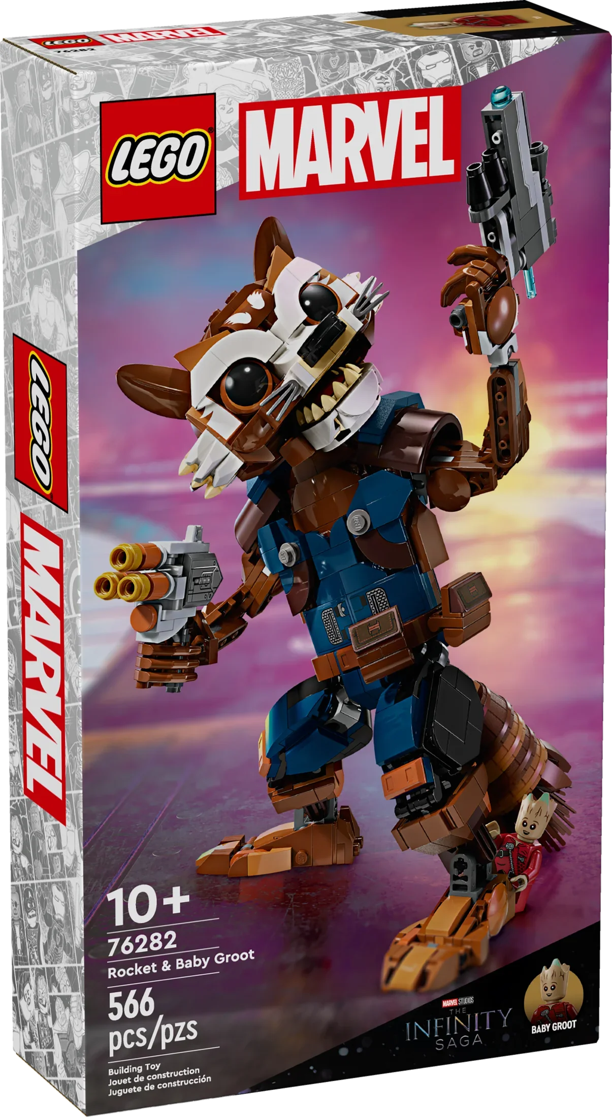 for Groot Boys Gift Kids, and and of Buildable and Minifigure, Rocket Up, 10 & for Baby for Action Guardians Galaxy LEGO Girls Display, Toy Figure Ages 76282 Marvel Inspired Marvel Marvel Play the