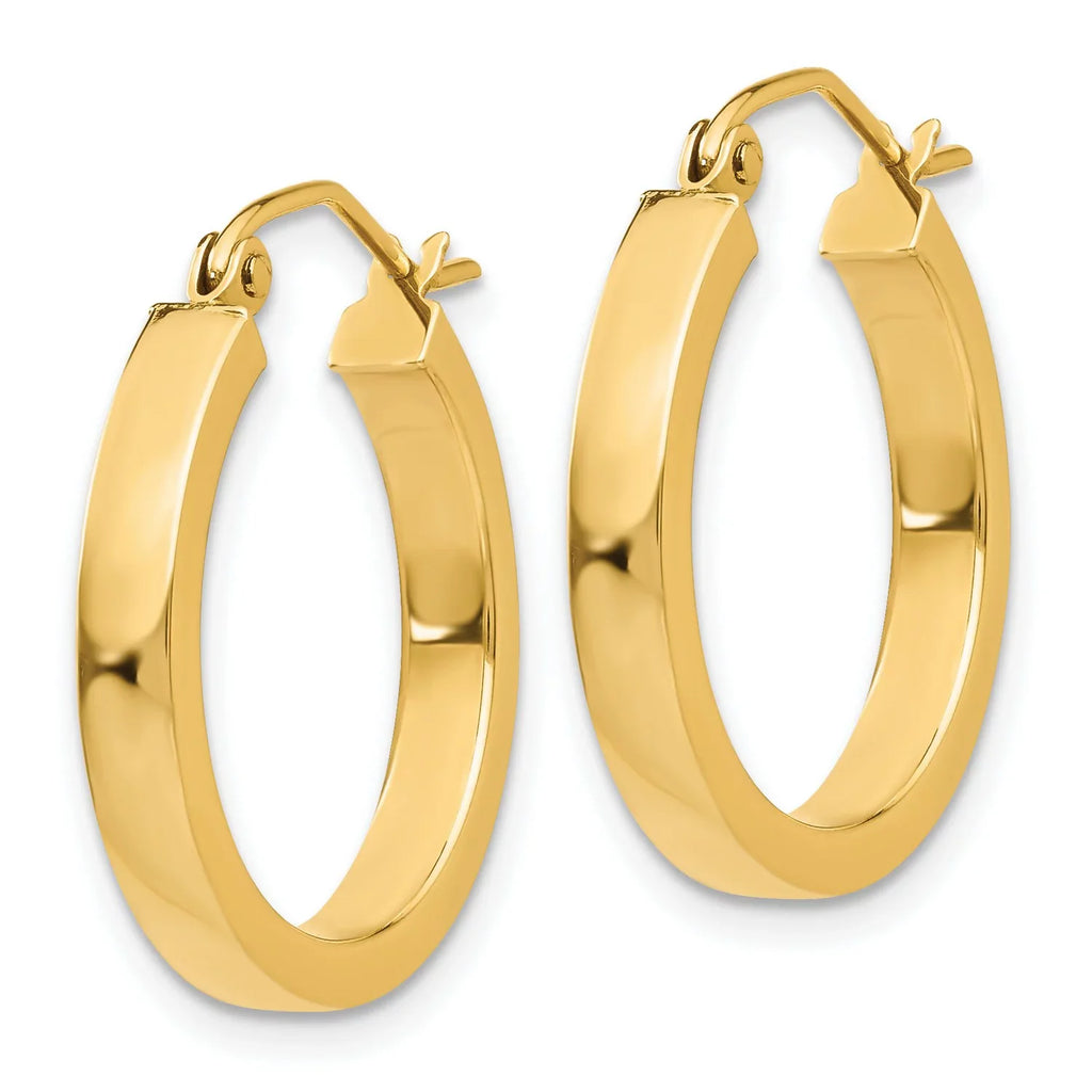2x3mm in Real Rectangular Tube Earrings Yellow 14k Gold Hoop