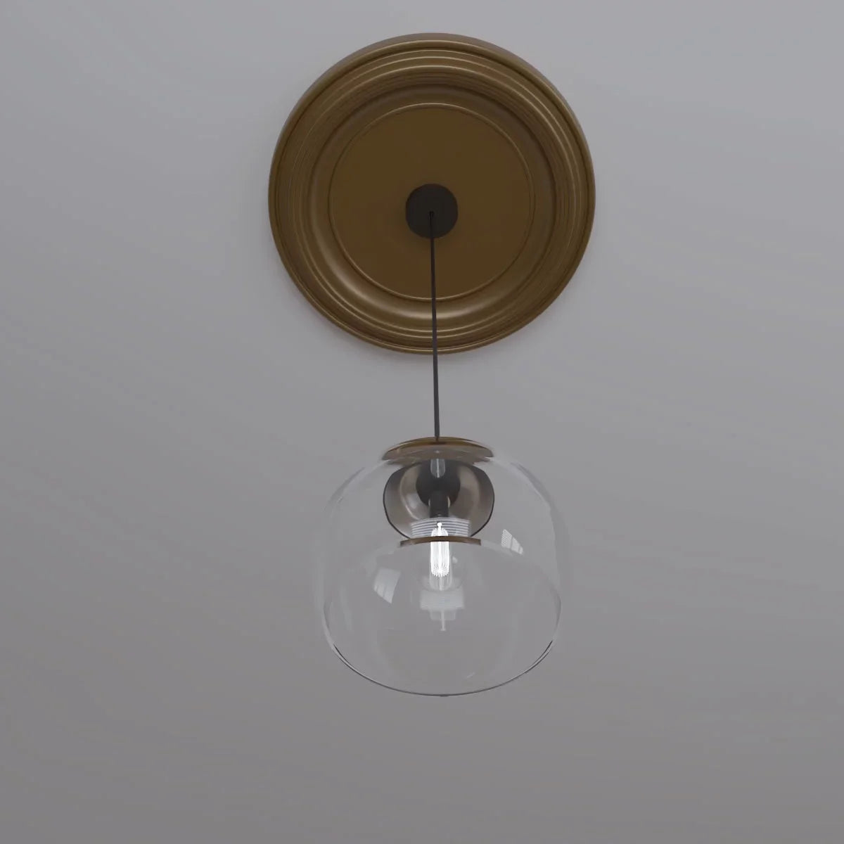 PVC Ceiling Traditional 1/2"ID to Thermoformed 1 Medallion x Rush Metallic 13 3 Gold 1/2"P Millwork (Fits Ekena 1/2"), Canopies 22"OD x up