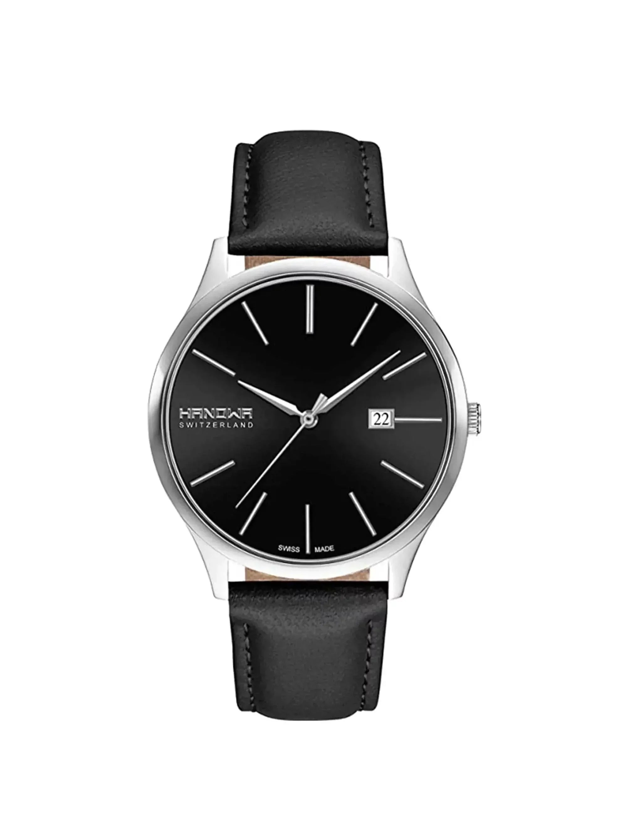Dial Steel 16-4075.04.007 Watch Mens Hanowa Pure Stainless Quartz Black