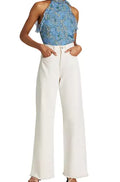Top, Veronica 2 Blue Beard Dali Sleeveless Ruffle Women's