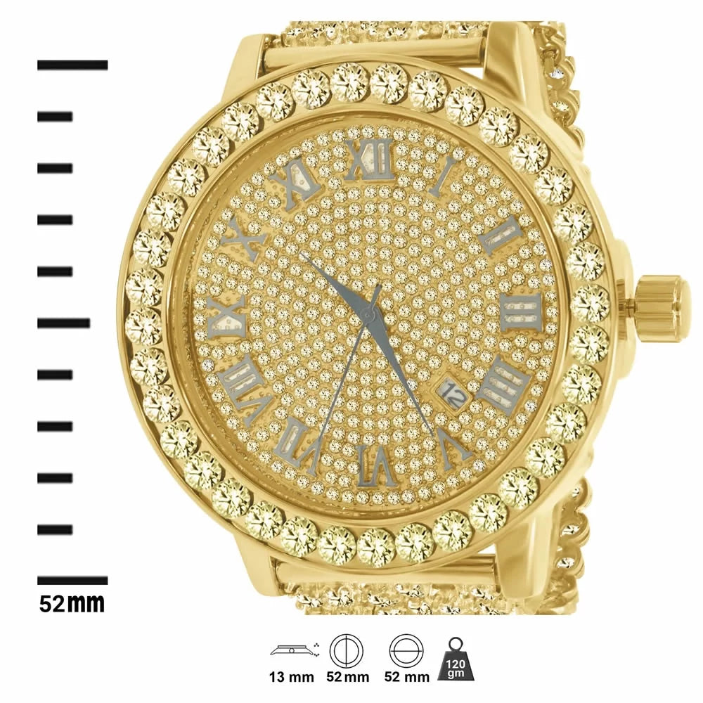 Steel Bezel Out Numerals Tone Roman Diamond Custom Watch Rodeo 1 Iced Jo Stainless Lab Row Mens Khronos Band W/Date Canary