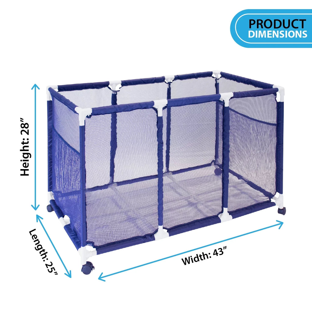 25" Toys, x Pool Storage 563009 Noodles Equipment Holder, Rolling 28" H), Large, White Mesh Organizer and Balls Blue / Height, Bin, (43" x Kids W Floats L design