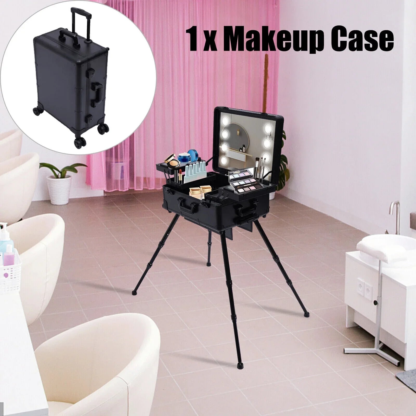 Box Key Makeup Train Luggage DENEST Organizer Cosmetic with Rolling Trolley Case Travel