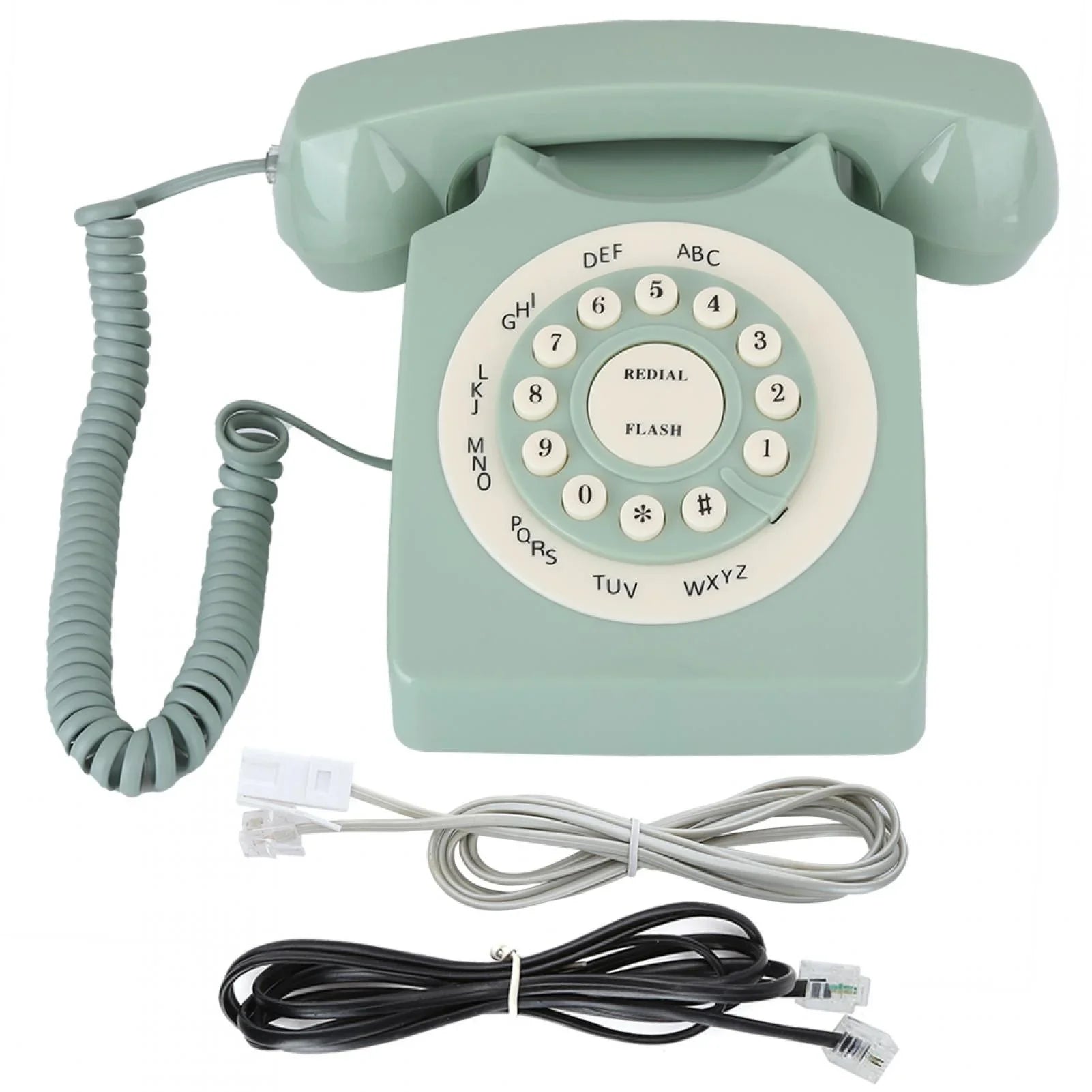 European Button High - Telephone Telephone Call Clear Large Aigend Antique Vintag Definition Landline Green