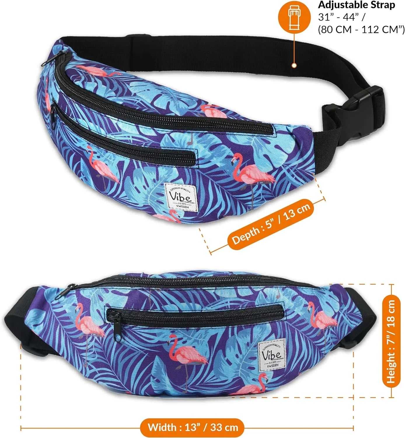 Festival Cycling Silver Bag - Women for Festival Rave - Gold Pack Waist Holographic Men Running Vibe Many for Fanny Gear Prints Hiking Cute Black