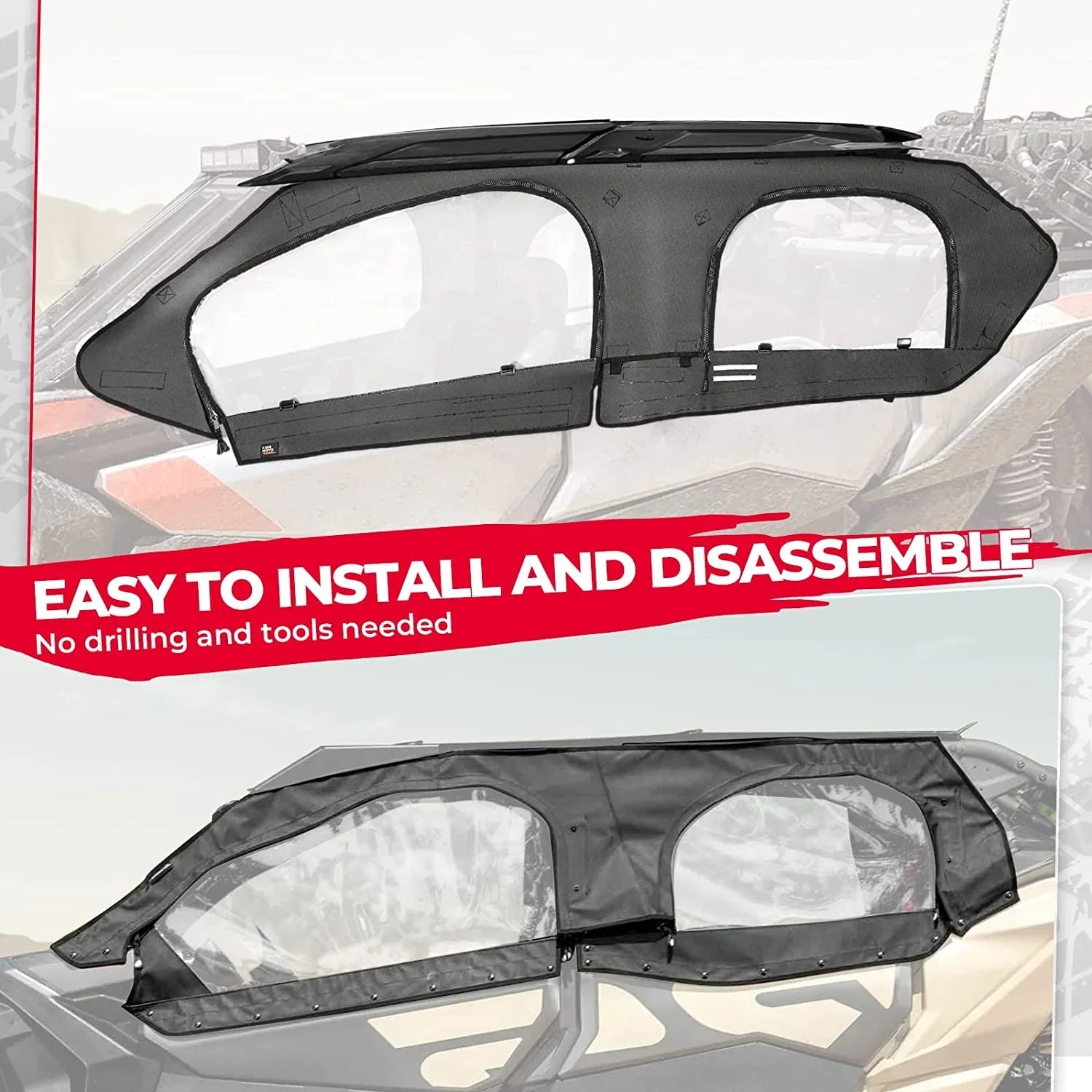 Am Enclosure Soft Kit, Upper Max Can with Set Doors 4 Cab 2017-2023 Kemimoto Models Seater Compatible top Soft UTV Door X3 Maverick