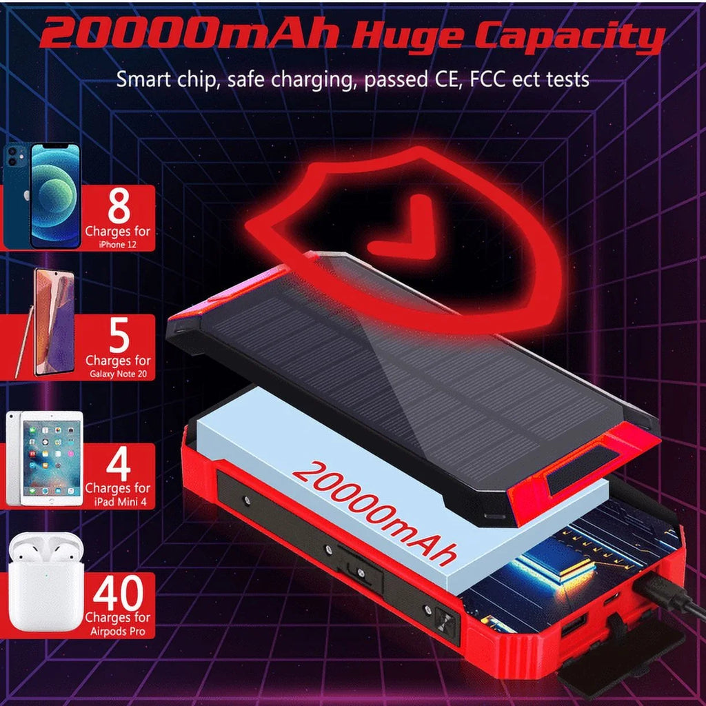 Solar 6 with Qi Portable Power Charger For Cables Waterproof Solar C LED Ulefone IPX4 External Bank USB Outputs Built-in 5V/3A 20000mAh 9 Inputs Wireless 4 Battery 3 15W Flashlight Armor Port
