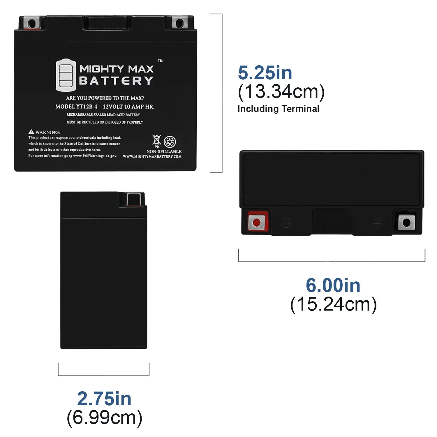 Battery with UT12B-4 8 10Ah 12V Replacement Power YT12B-4 Pack compatible - Adventure