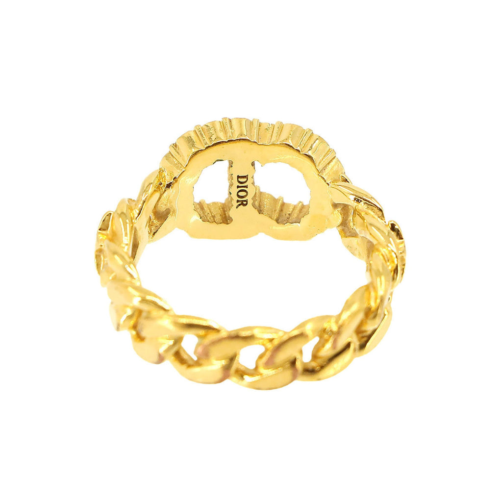 Dior S D New) Rhinestone Clair Ring (Like Lune Pre-Owned Gold Christian