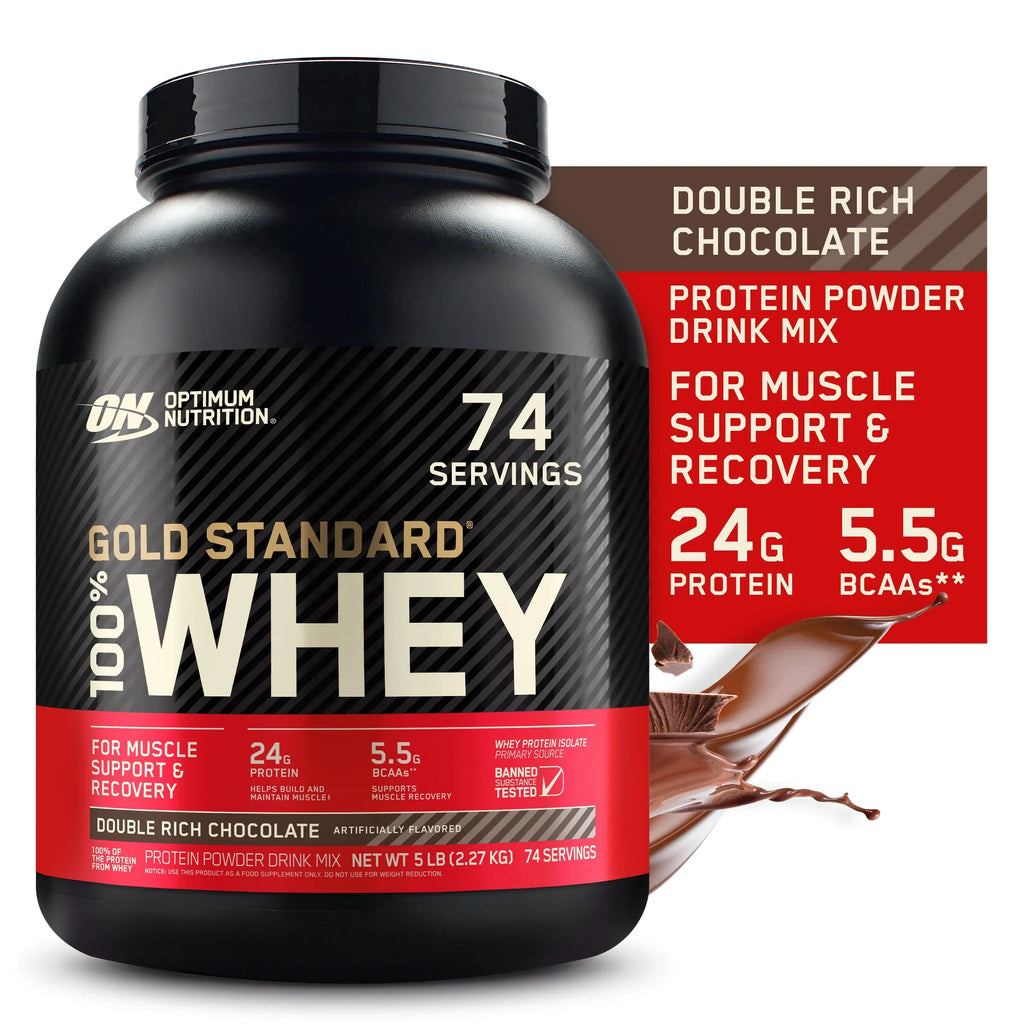 Optimum Gold Chocoalte, Standard Protein Whey Nutrition, Servings 74 Double lb, Rich Powder, 5 100%