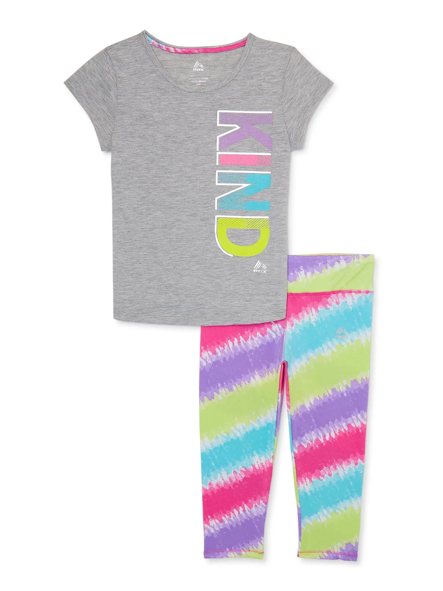 Leggings Active Sizes Tee 4-6x Set, 2-Piece Girls RBX Short Sleeve and